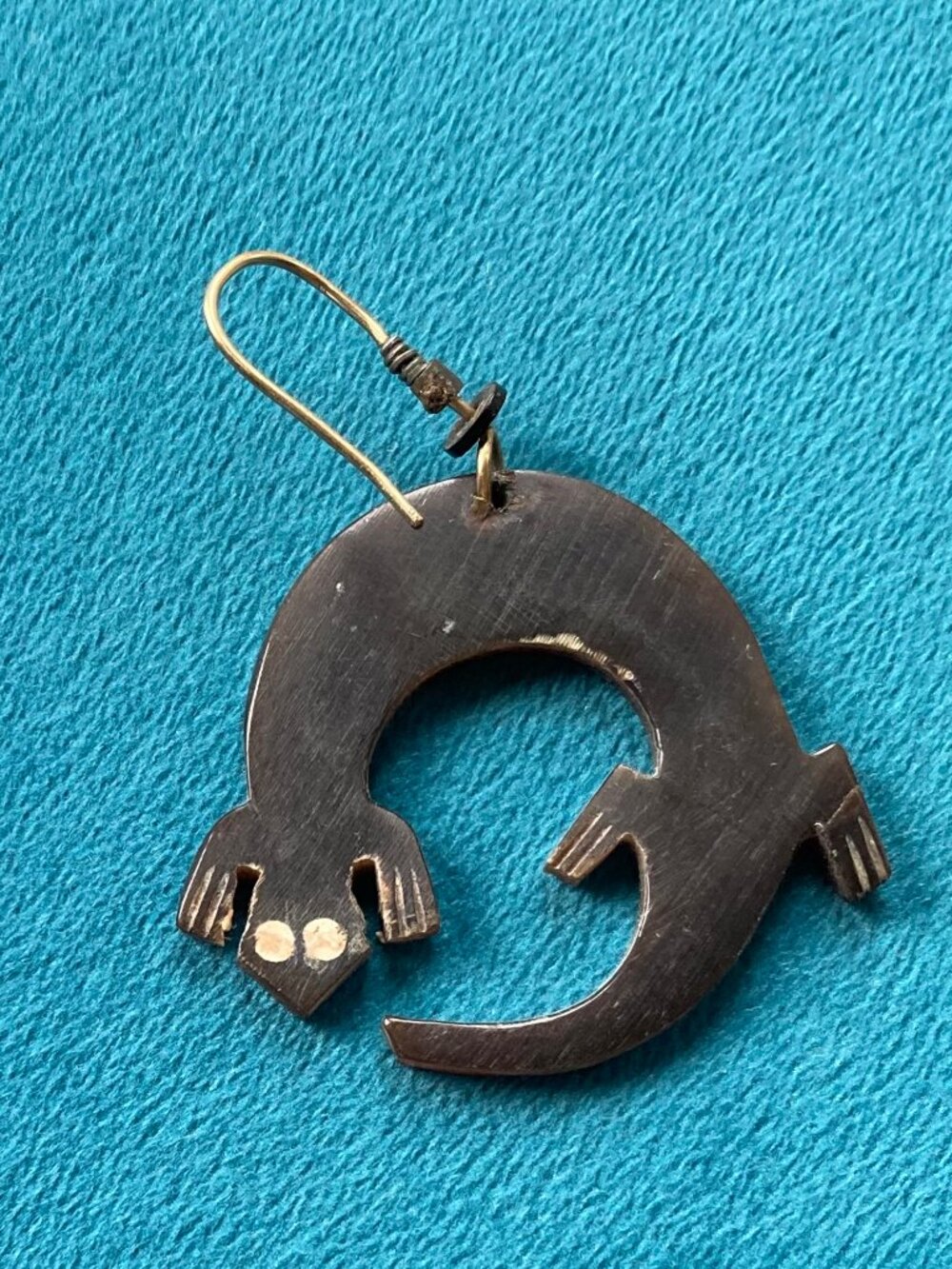 Vintage Navajo Wooden Lizard Inlay Earrings